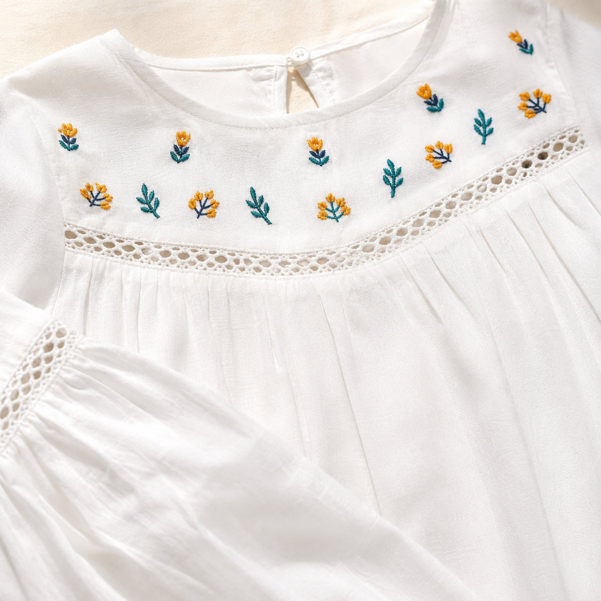 Girls Floral Embroidered Blouse