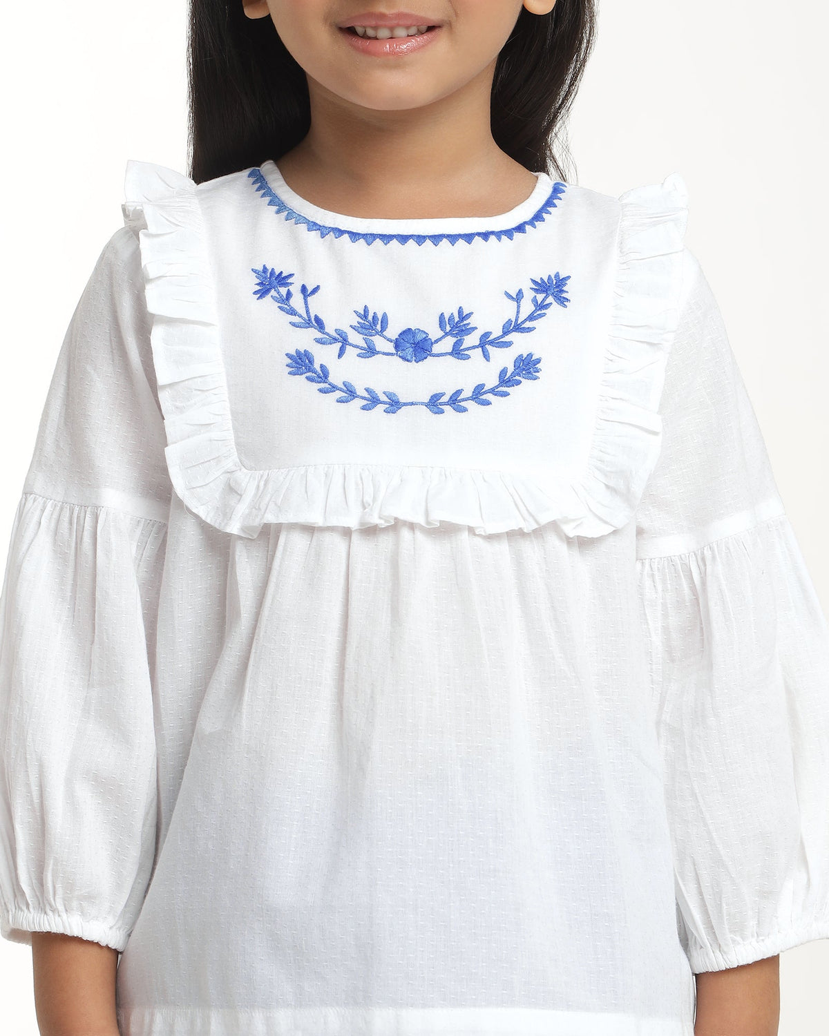 Girls White Embellished Blouse