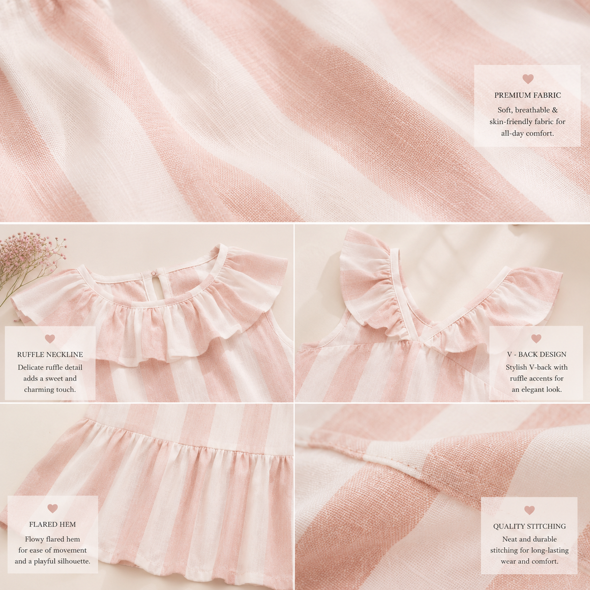 Girls Stripe Frill Dress