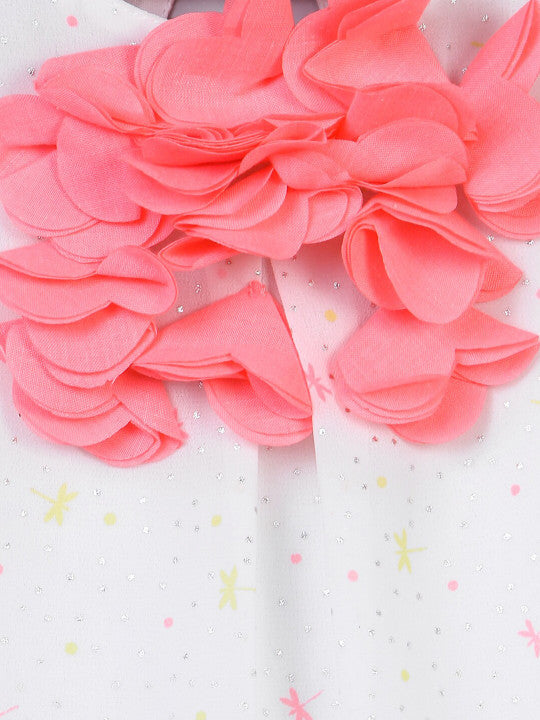 Girls Shimmer Embellished A-Line Dress with Floral Applique