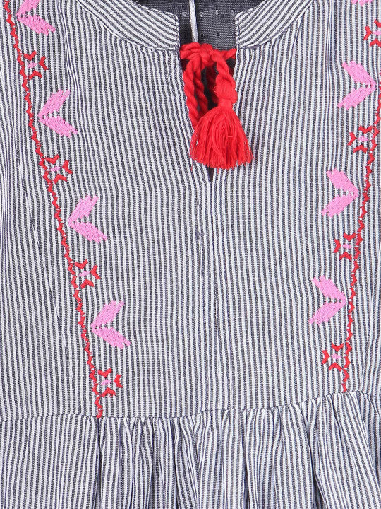 Girls Striped Flared Gown