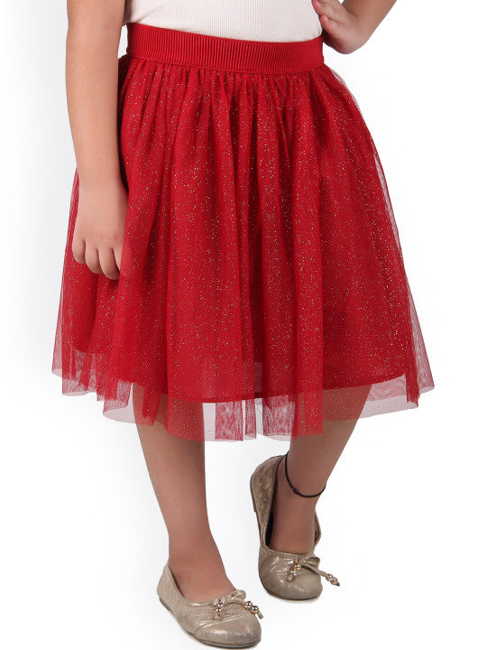 Girls Shimmer Net Mini Skirt