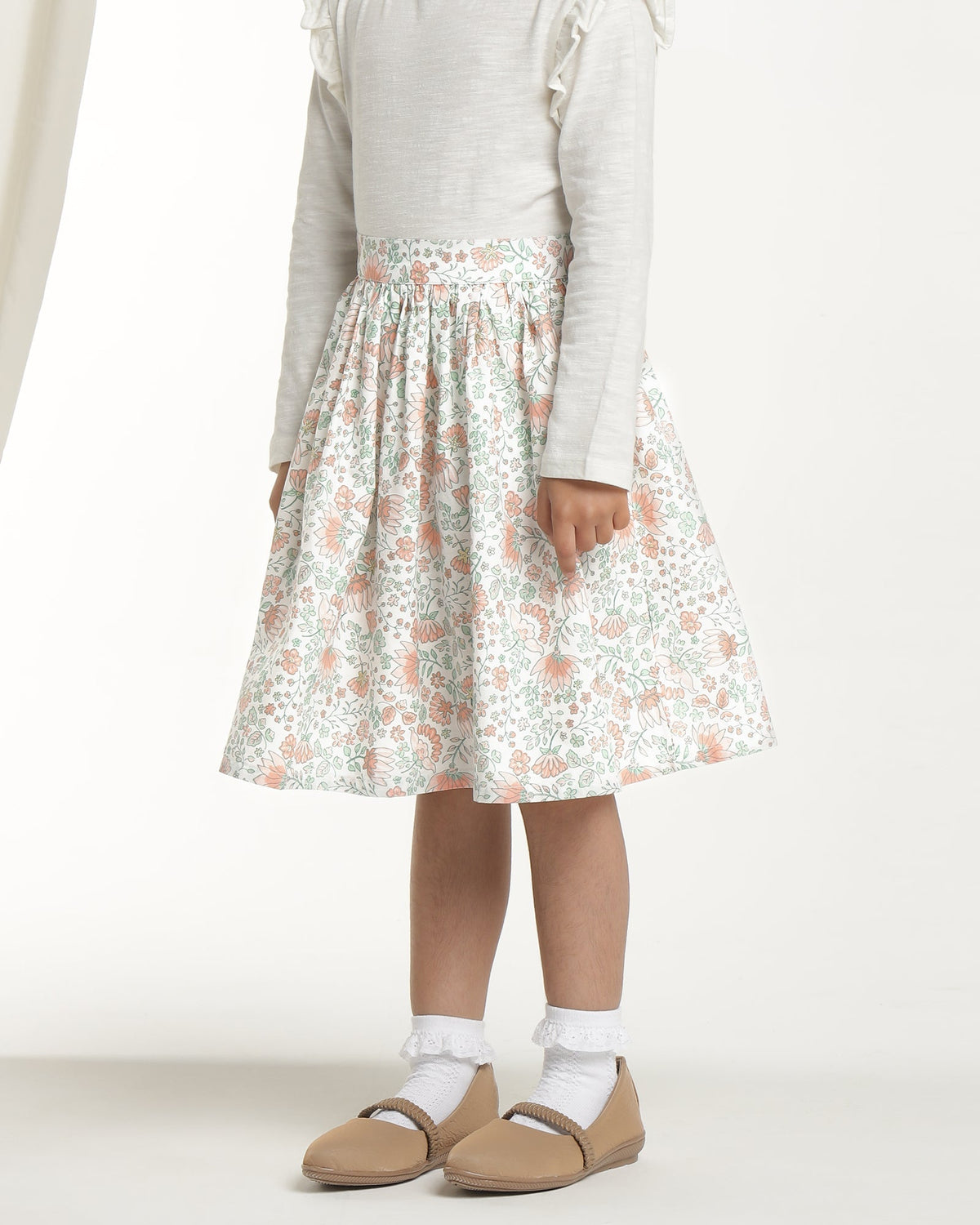 Girls Pastel Printed Flare Skirt