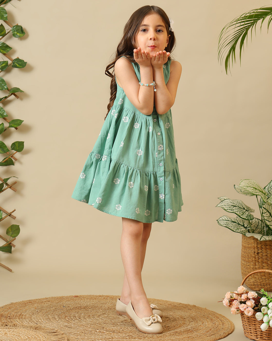 Girls Printed Tiered Dress