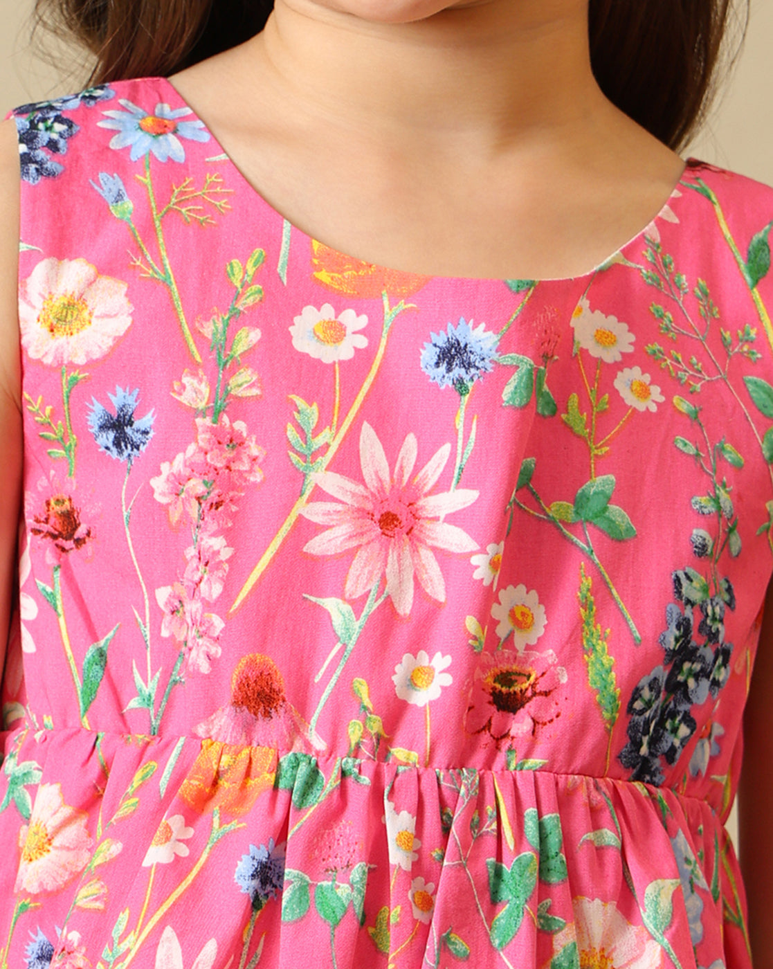 Girls Floral Printed Tiered Dress