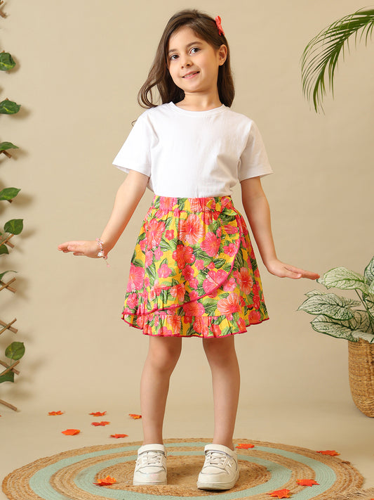 Girls Floral Dobby Skirt