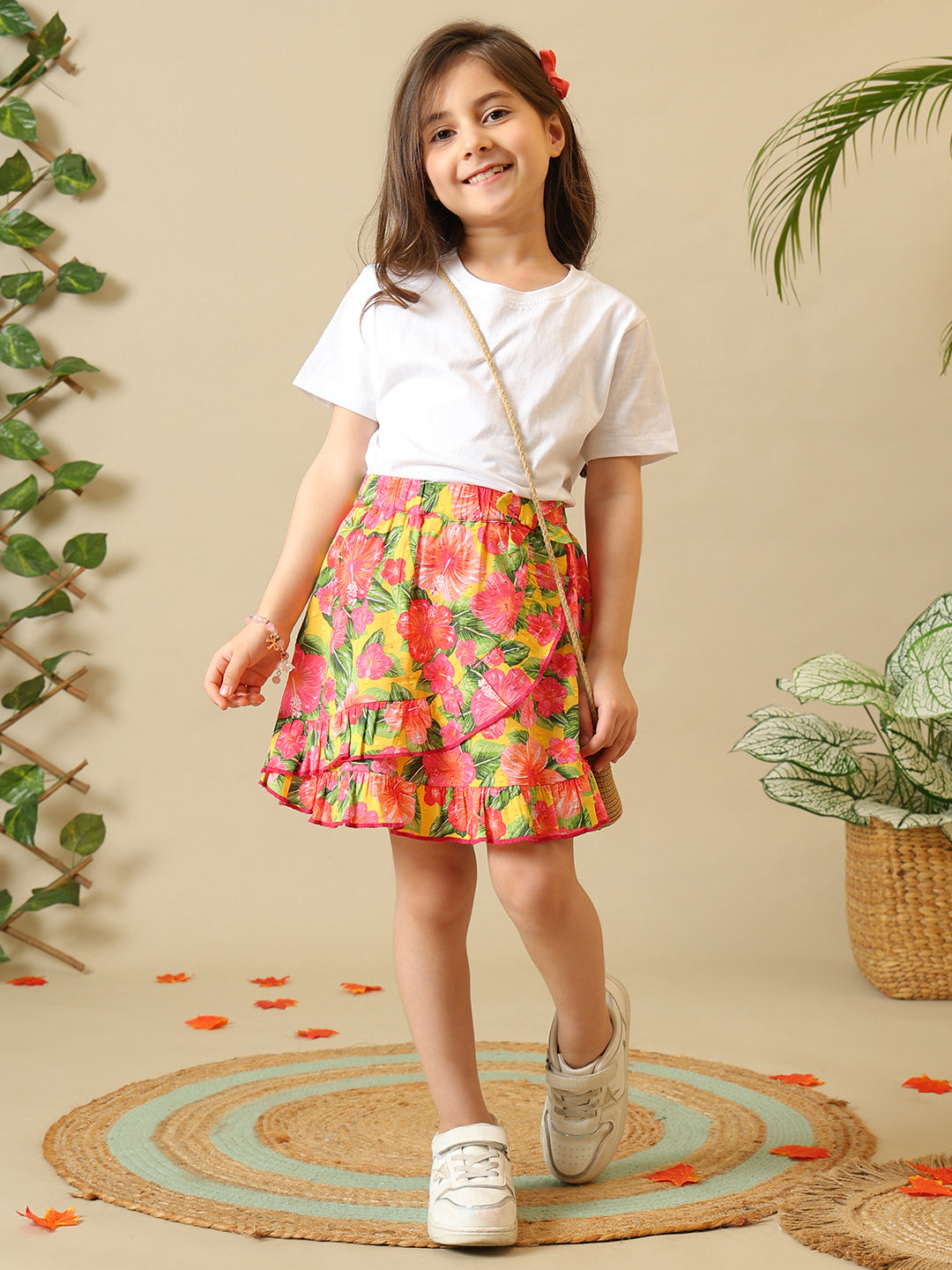 Girls Floral Dobby Skirt