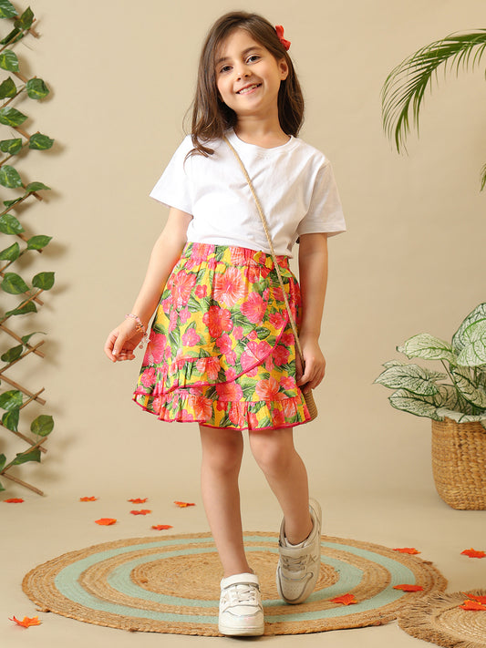 Girls Floral Dobby Skirt