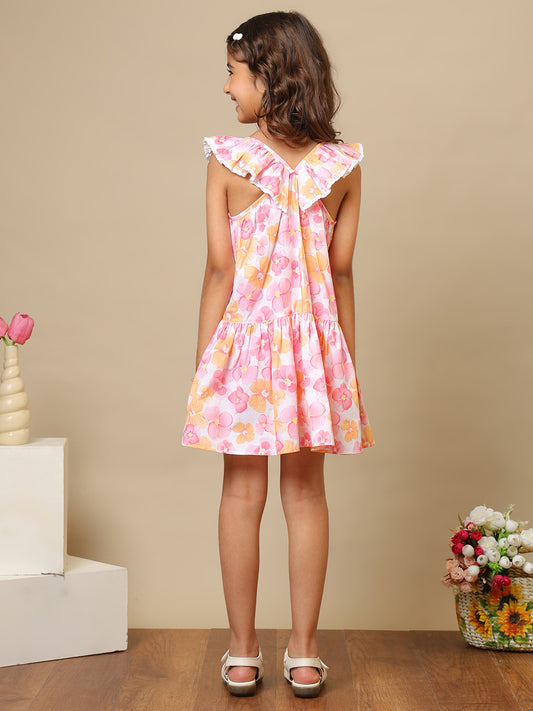 Girls Floral Printed Dress
