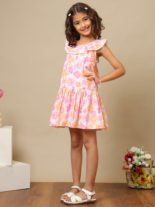 Girls Floral Printed Dress