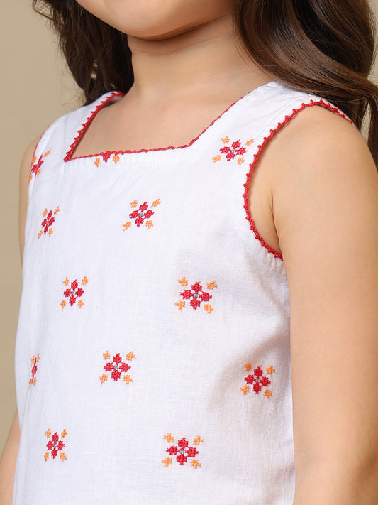 Girls Embroidered Shorts Set