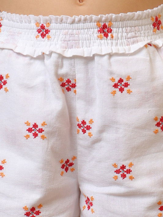 Girls Embroidered Shorts Set