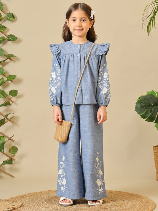 Girls Embroidered Pant Set