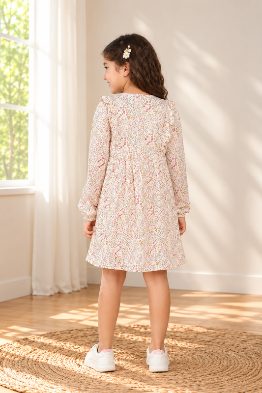 Girls White Floral Dress
