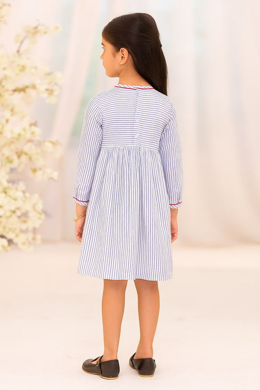 Girls Striped Floral A-Line Dress