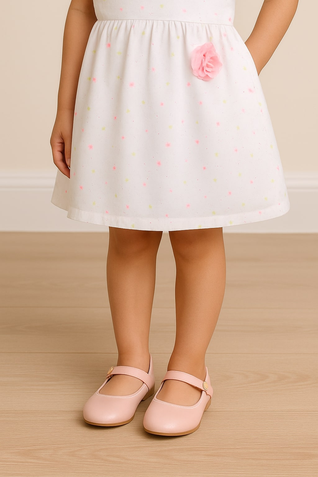 White girls pleated skirt with elasticated waist and flared hem