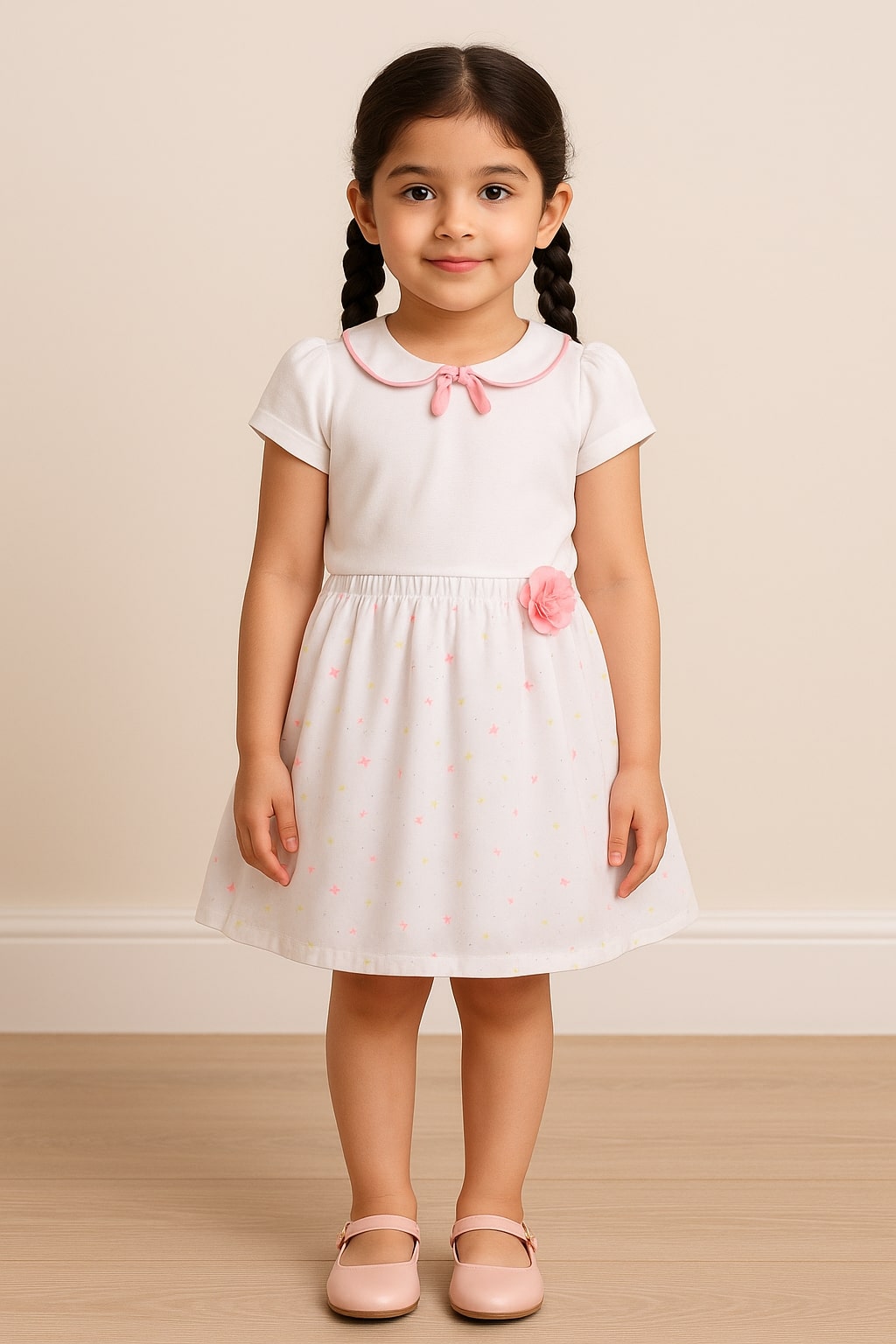 White girls pleated skirt with elasticated waist and flared hem