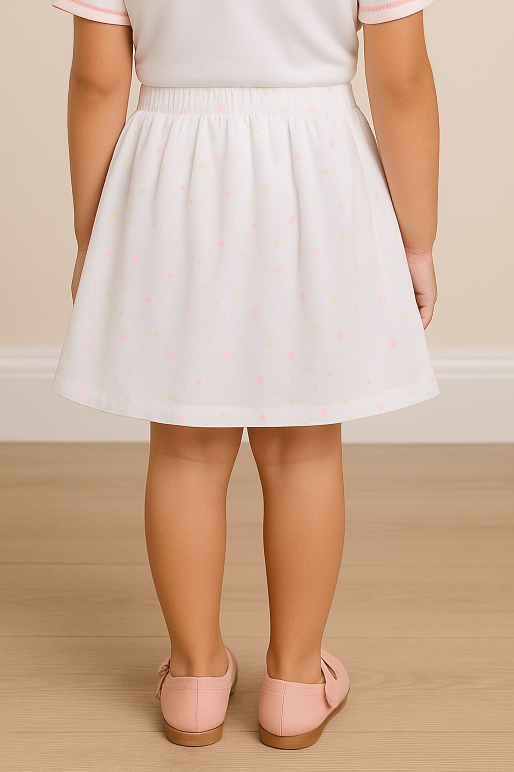White girls pleated skirt with elasticated waist and flared hem