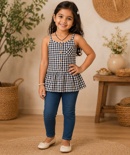 Blue and white striped girls casual shorts with elasticated waist and relaxed fit