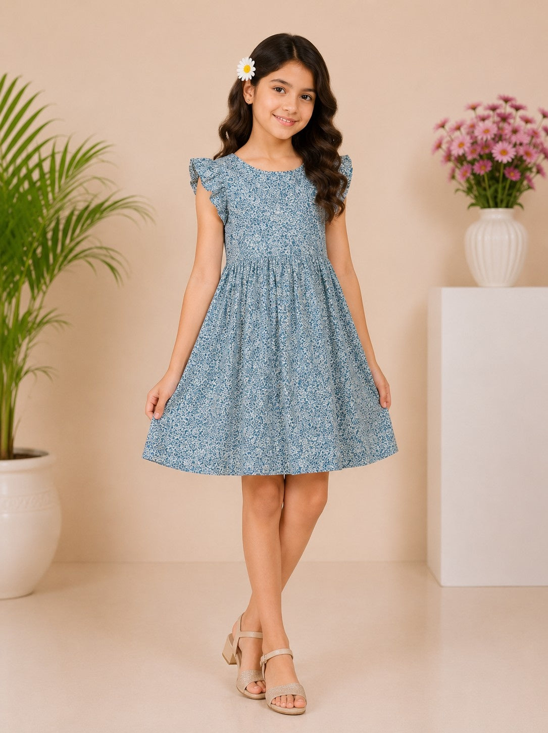 Girls Floral Skater Frock