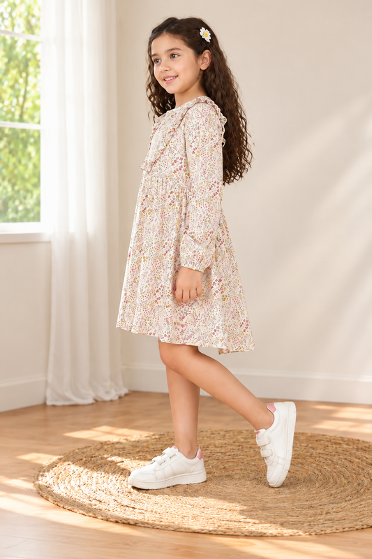 Girls White Floral Dress