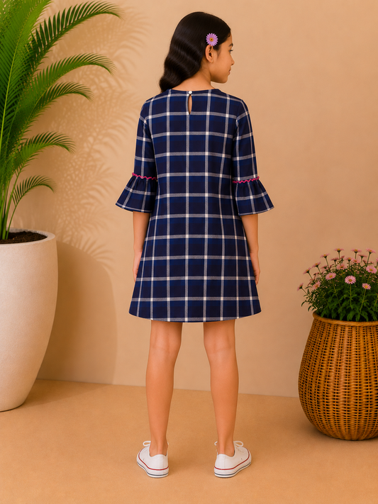 Girls Embroidered Bell Sleeves Dress