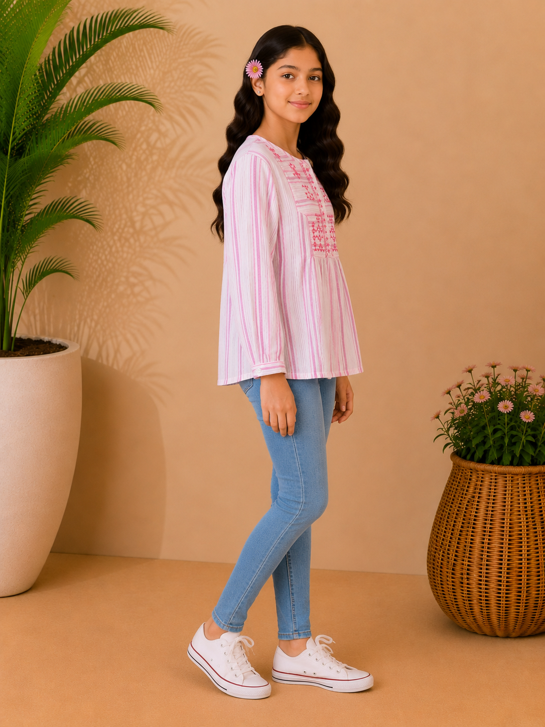 Girls Pink Embellished Top
