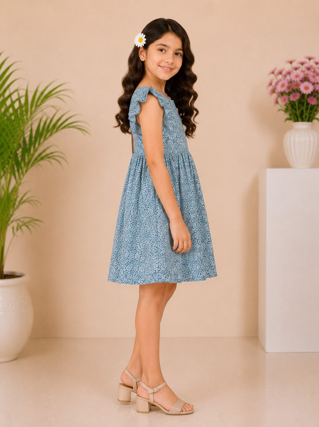 Girls Floral Skater Frock