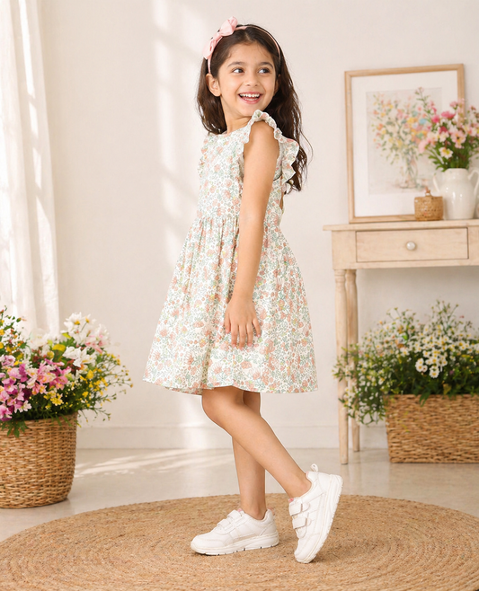 Cream girls casual shorts with relaxed fit and elasticated waist