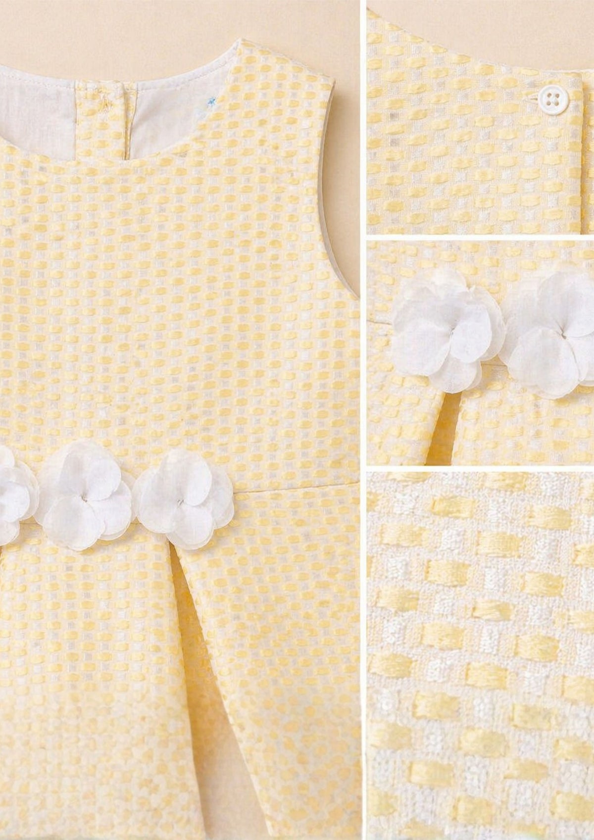 Cream girls sleeveless co-ord set with ruffle top and matching shorts
