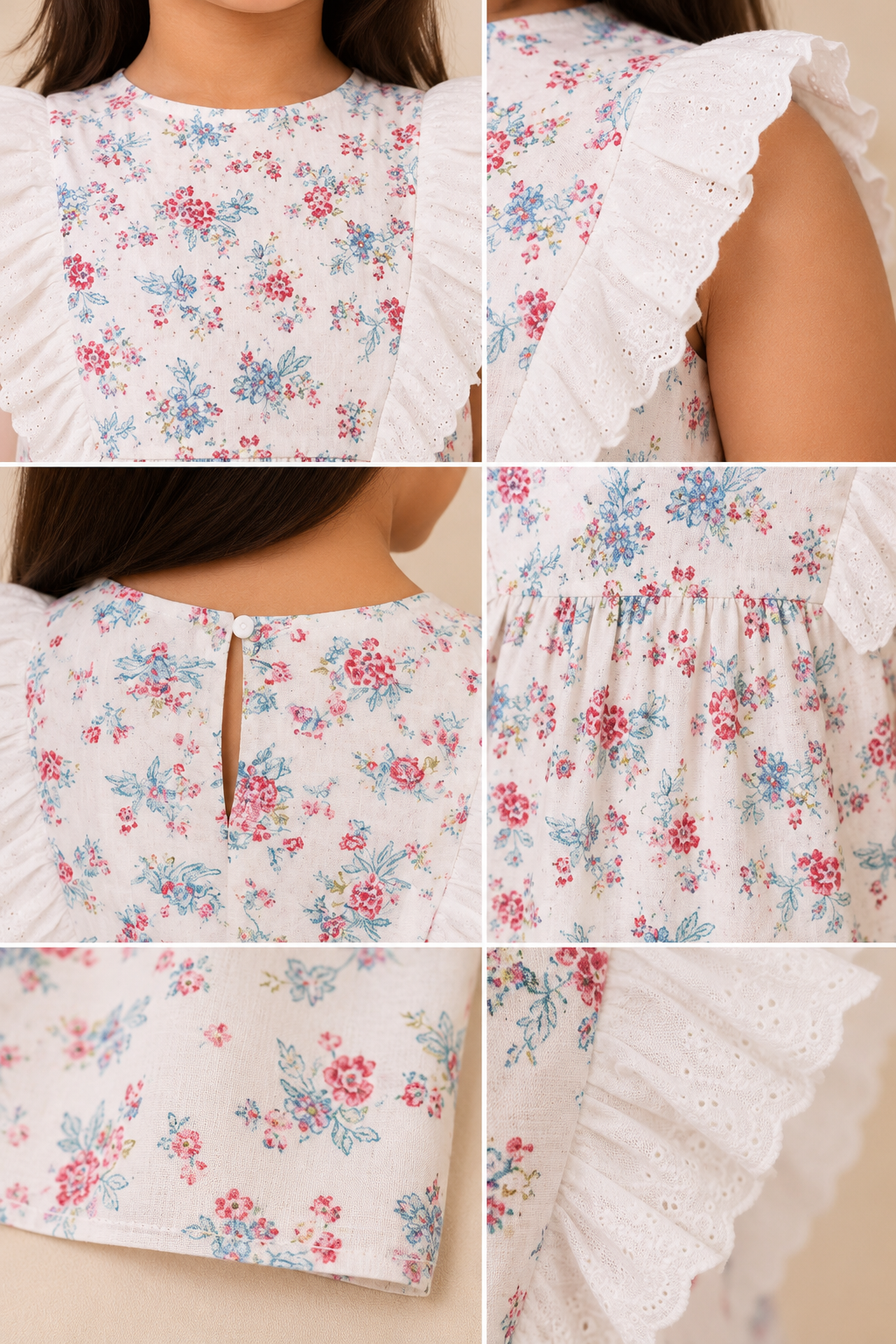 White girls sleeveless floral printed top with colourful all-over print