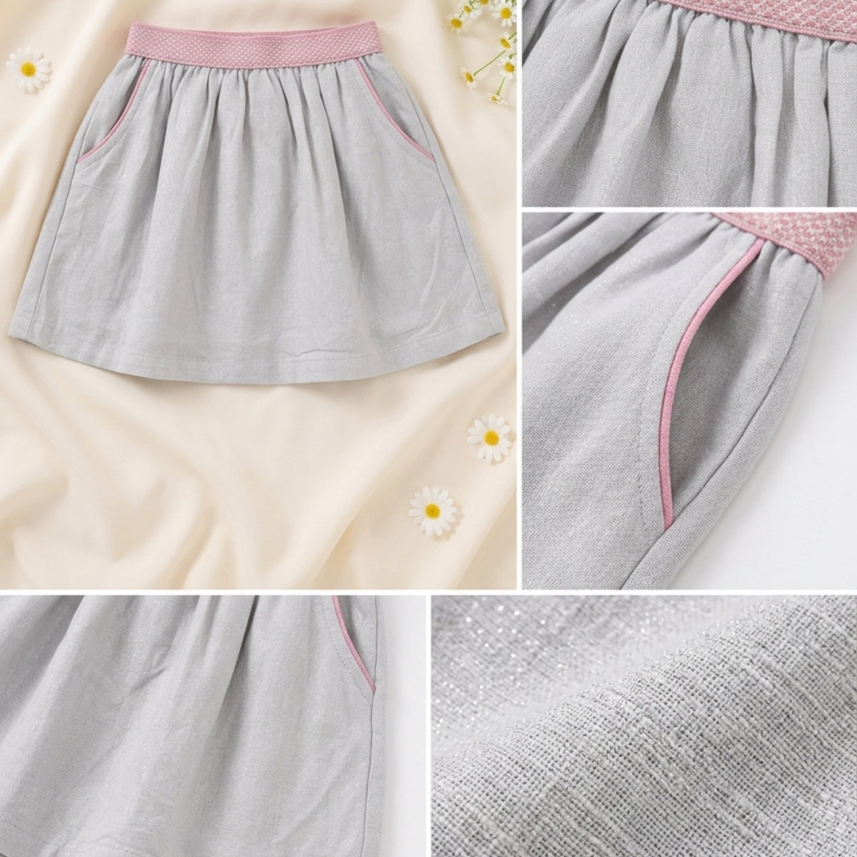 White girls pleated skirt with elasticated waist and flared hem