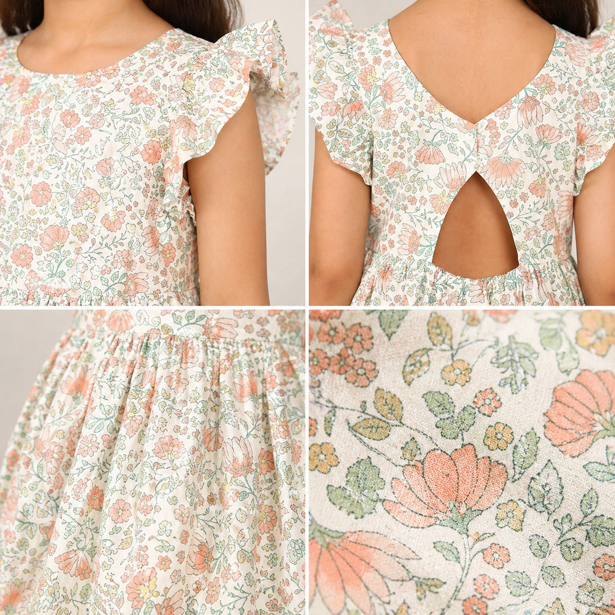 Girls Floral Printed Festive Dress