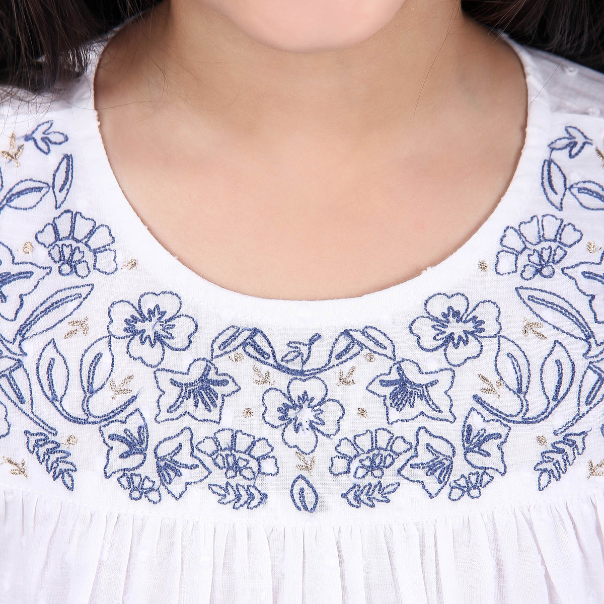 Girls White Embroidery Blouse