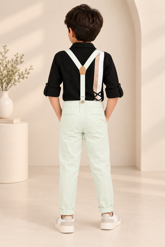 White boys casual trousers with straight-leg fit and clean finish
