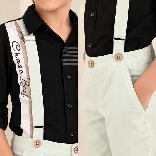 White boys casual trousers with straight-leg fit and clean finish
