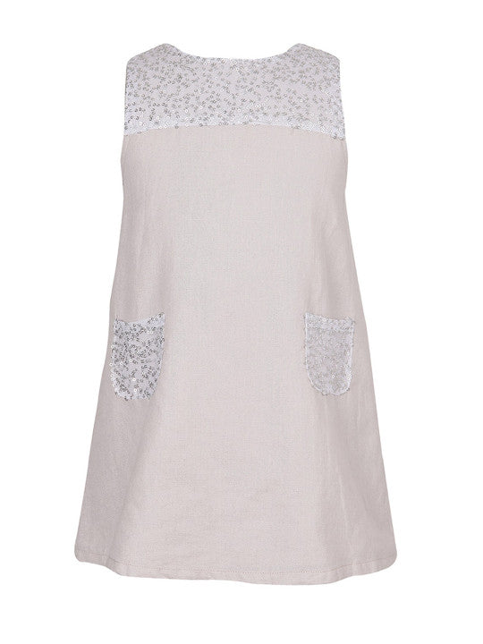 White girls sleeveless A-line skirt with minimal textured detailing