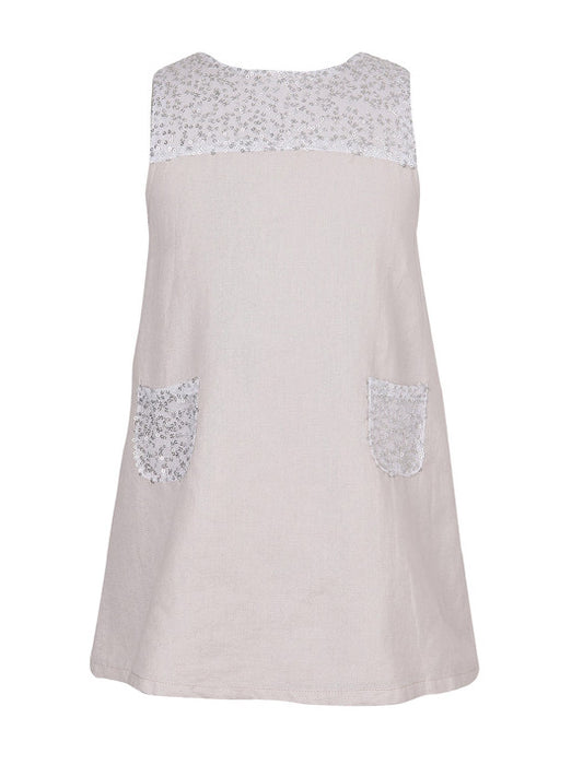 White girls sleeveless A-line skirt with minimal textured detailing