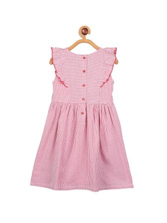 Girls Striped Threadwork Dress