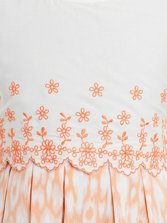 Girls Floral Flared Gown