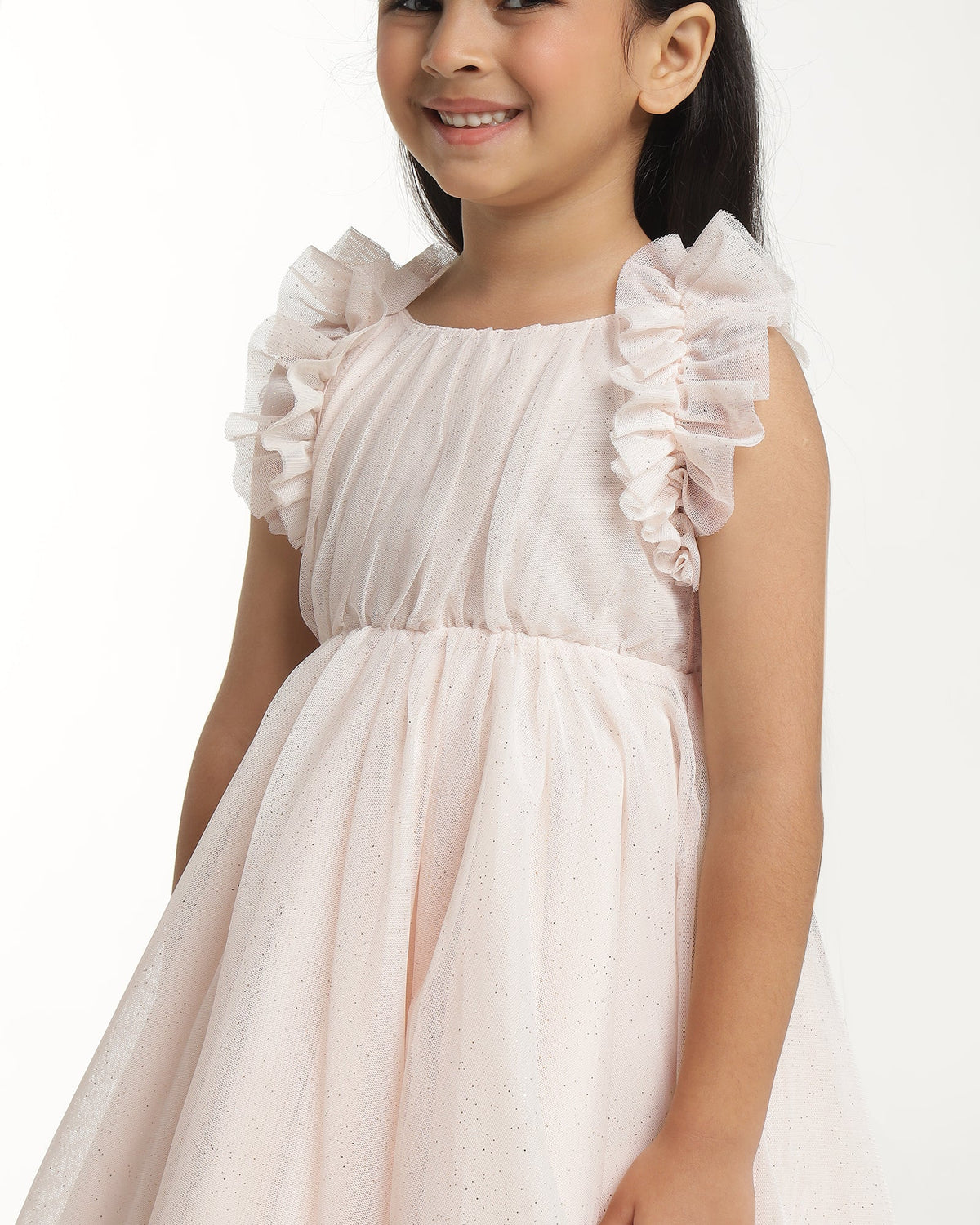 Girls Shimmer Net Flared Frock
