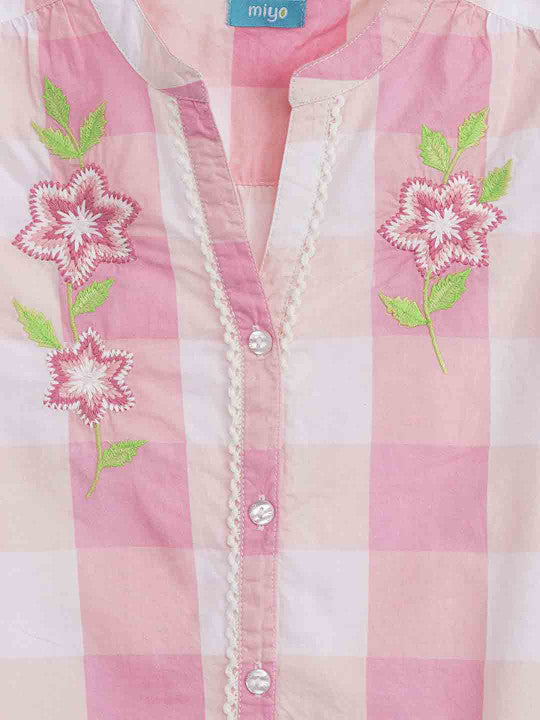 Girls Floral Threadwork Frock