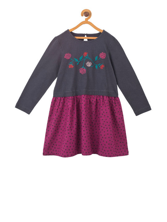 Girls Floral Embroidery Gown