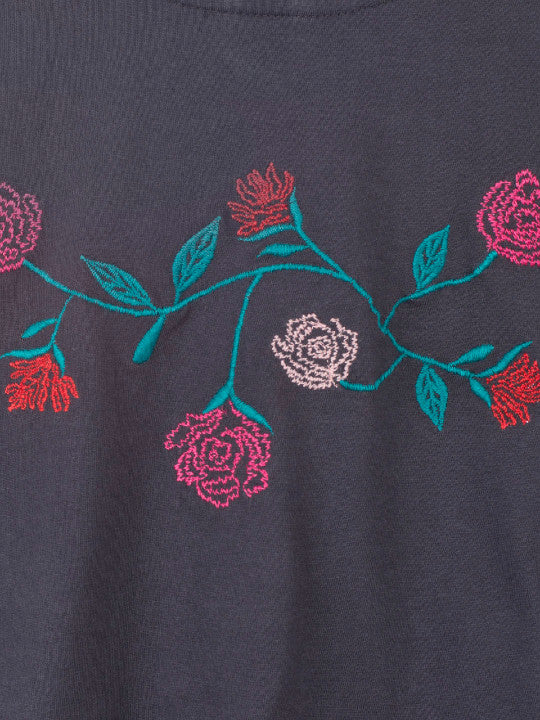 Girls Floral Embroidery Gown