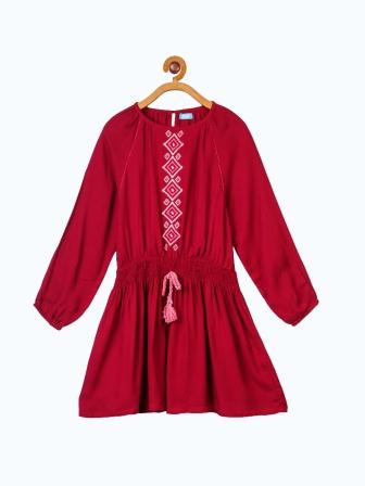 Girls Embroidered Flare Gown
