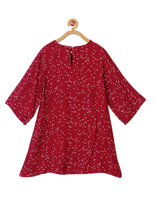 Girls Ethnic Printed Embroidered Dress