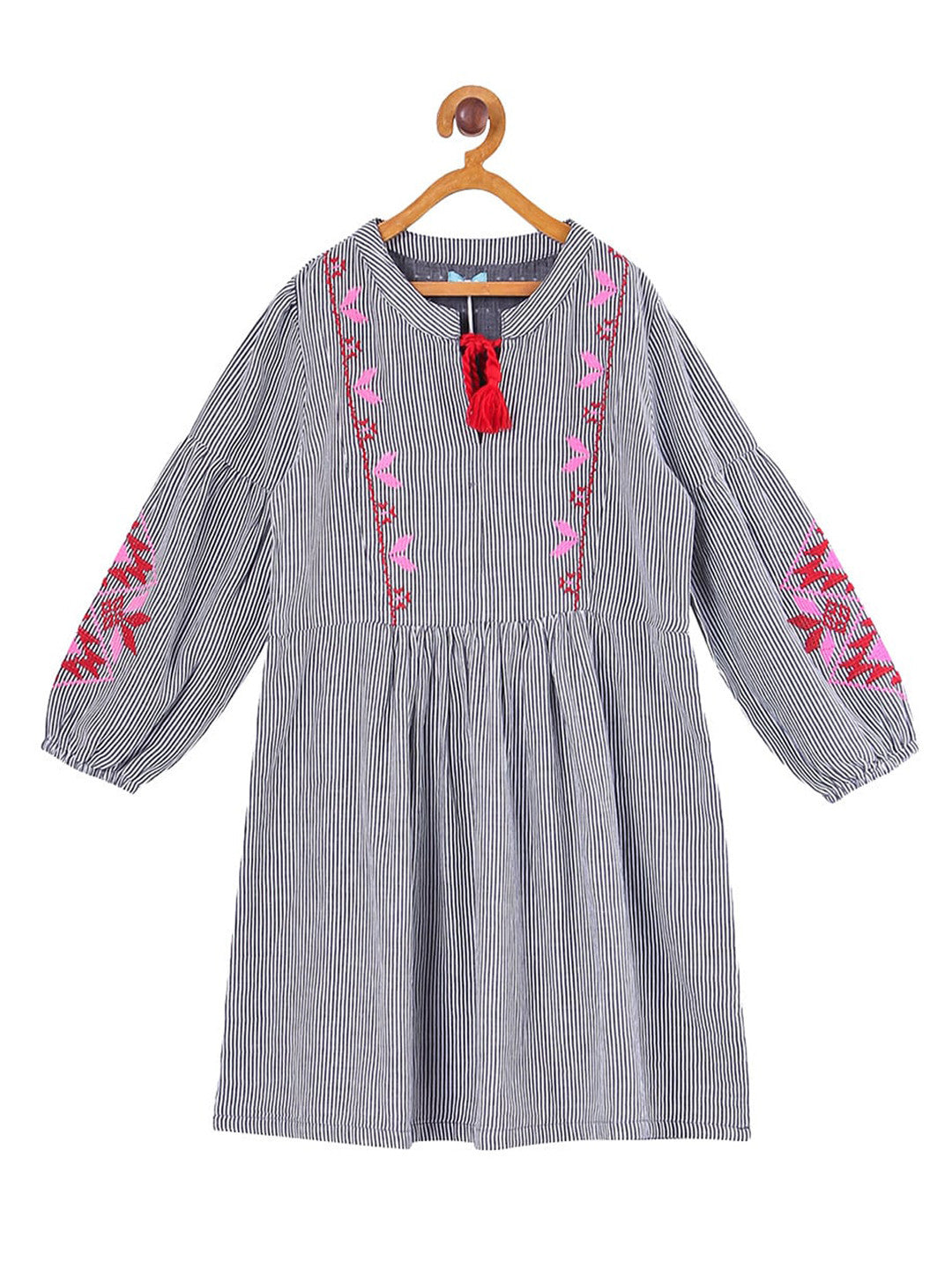 Girls Striped Flared Gown