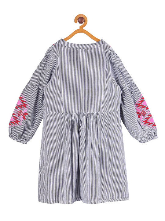 Girls Striped Flared Gown