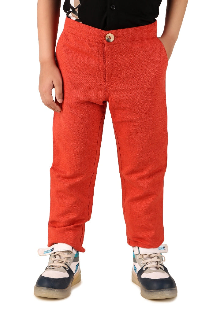 Boys Solid Regular Trousers