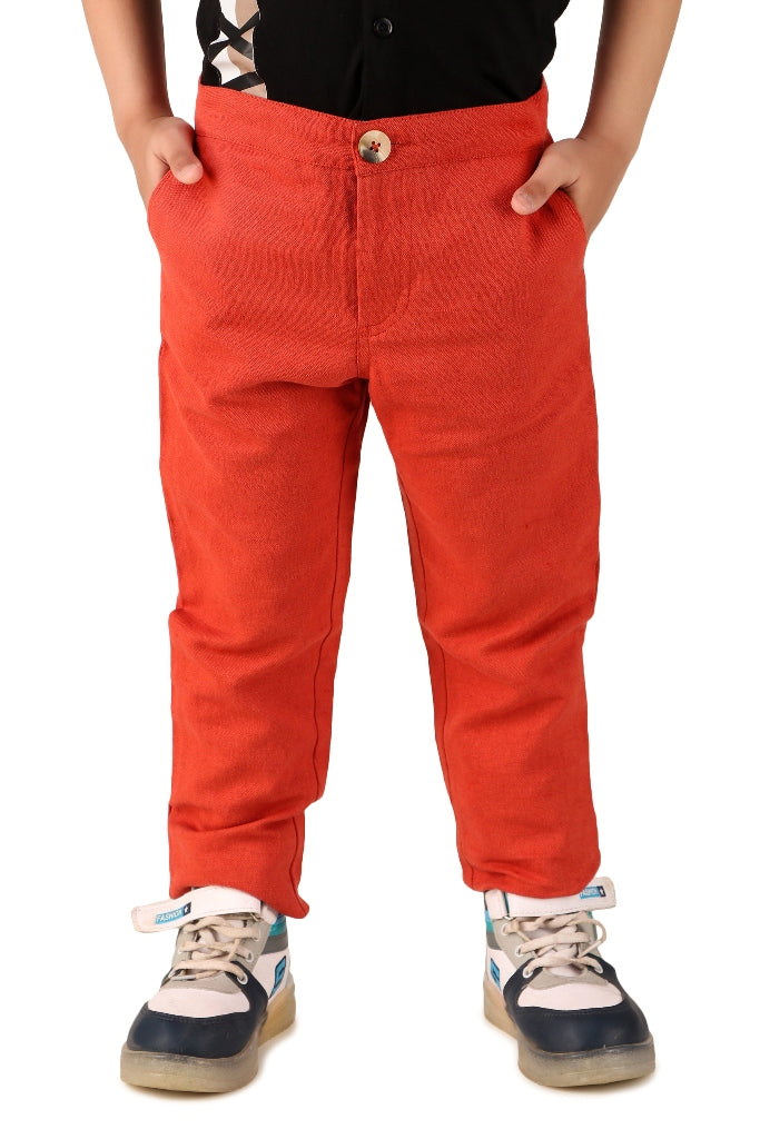 Boys Solid Regular Trousers
